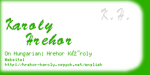 karoly hrehor business card